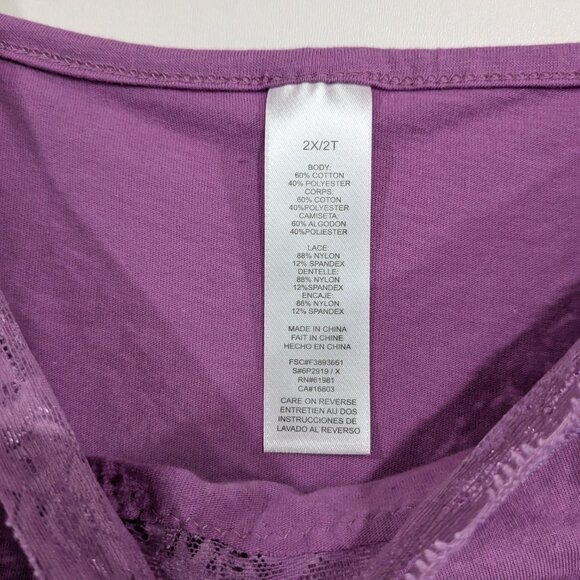 Avon Lace Trim Tank Top Mauve Size 2X - Picture 2 of 4